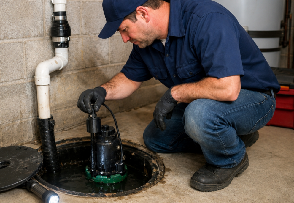 plumber checking