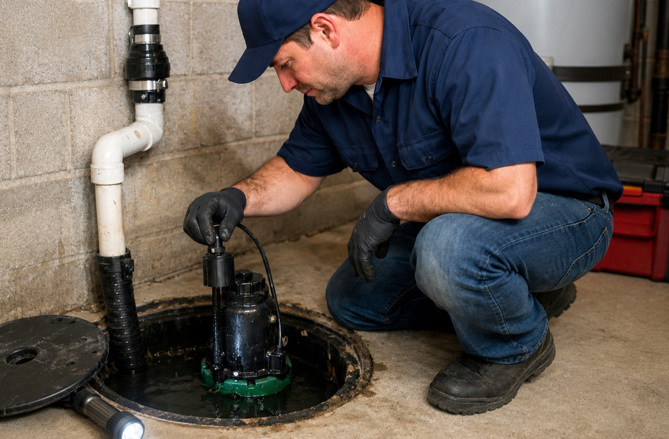 plumber checking